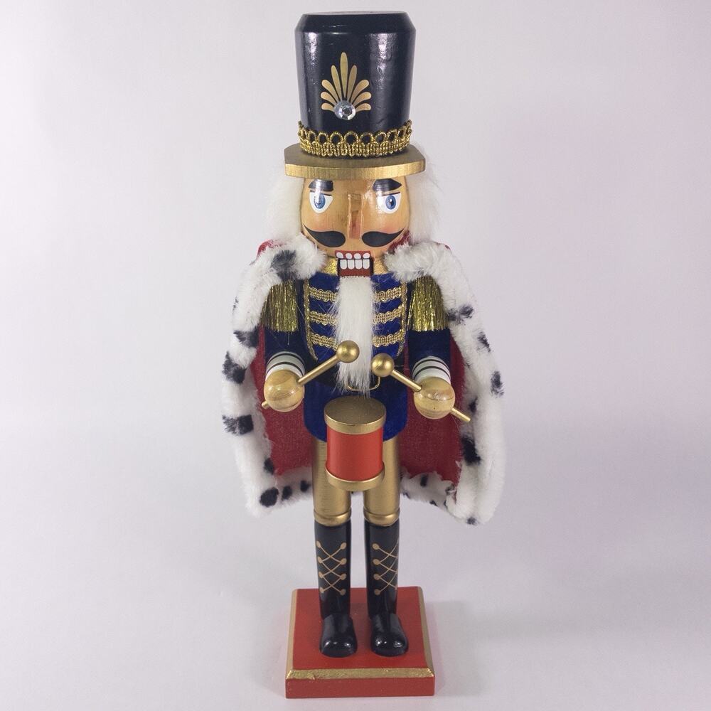 Nutcracker Drummer Figure Christmas Decoration 15" Royalty w/ Cloak